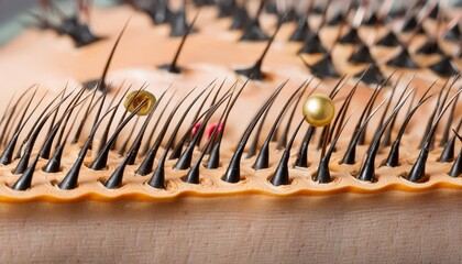 Macro view of human hair follicles