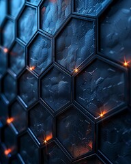 hexagon background with orange light