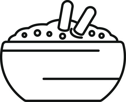 recommend clip art: Simple line drawing of a bowl of hummus with two breadsticks, perfect for recipe books or restaurant menus