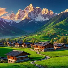 Fototapeta premium Mountain village early morning 