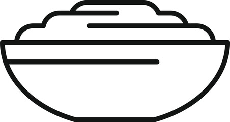 Simple line drawing of a bowl filled with mashed potatoes, in a minimalist style