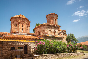 Obraz premium Churches at the Monastery of St. Naum on Lake Ohrid, Macedonia