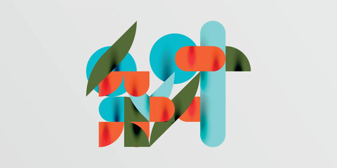 Circles, semi circles, squares and round shapes mosaic techno art. Vector Illustration For Wallpaper, Banner, Background, Card, Book Illustration, landing page