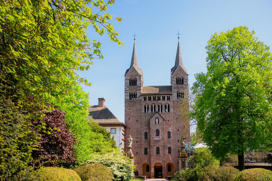 View of the Carolingian Westwork and Civitas at Corvey, Germany