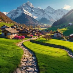 Obraz premium Mountain village early morning 