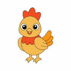Cartoon Hen Icon Vector Art Illustration On White Background