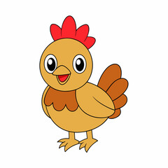 Cartoon Hen Icon Vector Art Illustration On White Background
