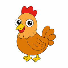 Cartoon Hen Icon Vector Art Illustration On White Background