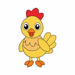 Cartoon Hen Icon Vector Art Illustration On White Background