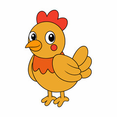 Cartoon Hen Icon Vector Art Illustration On White Background