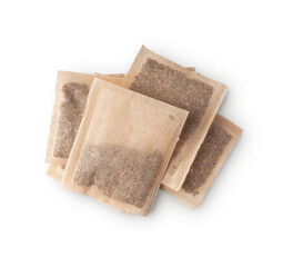 tea bag pile with shadow isolated on transparent background