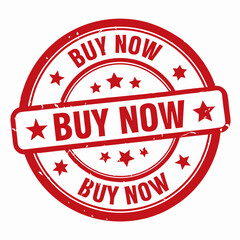 A vibrant red stamp or seal design, vintage style circular icon, text in all caps 