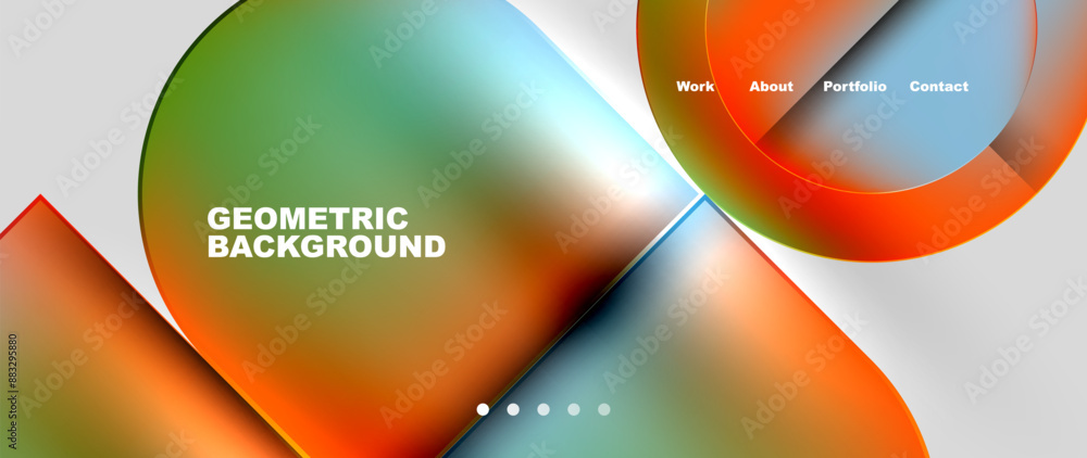 Aufkleber bright colorful squares with round elements minimal geometric background. vector illustration for wa