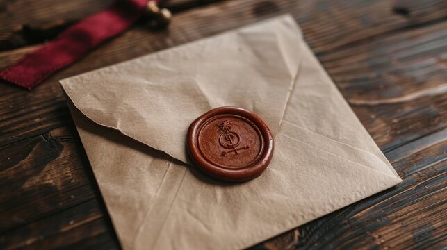 Regal Envelope with Personalized Monogram Wax Seal, Perfect for Elegant Invitations and Official Documents