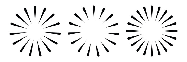 Sun star rays, burst. Radial circle radiation lines. Circulars lines beams. Spokes with radiating stripes grid. Vector graphic. Abstract illusion geometric pattern.