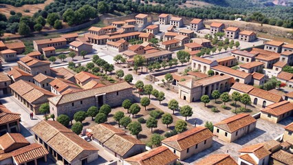Fototapeta premium roman-village-square-with-houses-suffering