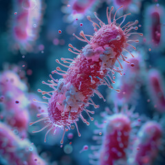 Bacteria E. coli under a microscope  close-up pathogenic bacterium super detailed,suitable for medical concepts
