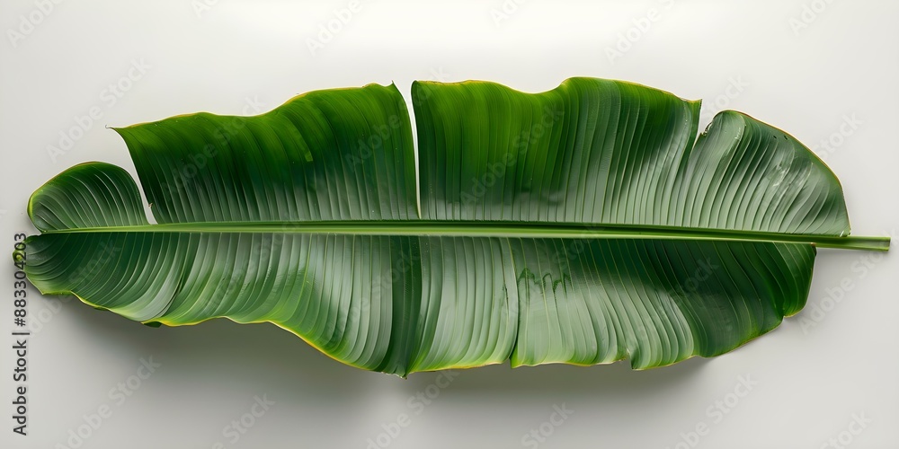 Poster banana leaf isolated on white background with clipping path for easy editing. concept isolated banan