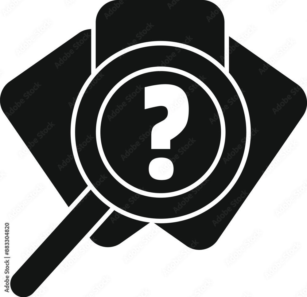 Poster magnifying glass is hovering over documents, symbolizing a search for information and answers