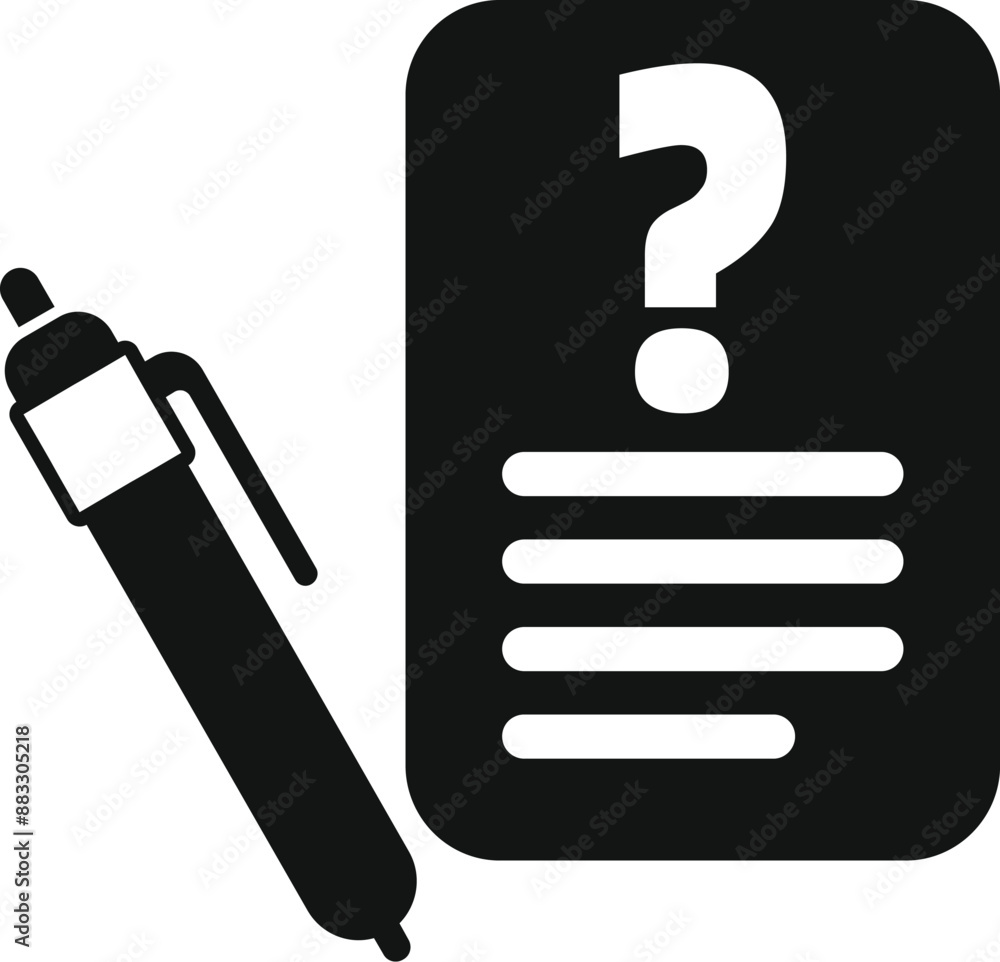 Aufkleber simple icon of a pen and paper, representing a document with frequently asked questions