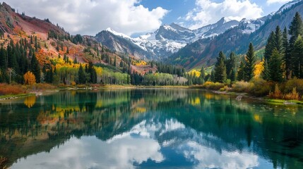 Fototapeta premium Beautiful alpine lake in the Wasatch mountains in Salt Lake, Utah, USA