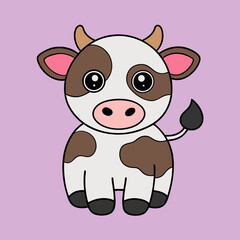 Cow Cartoon Vector Art Illustration