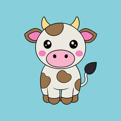 Cow Cartoon Vector Art Illustration