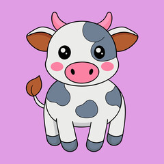 Cow Cartoon Vector Art Illustration