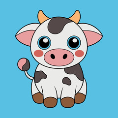 Cow Cartoon Vector Art Illustration