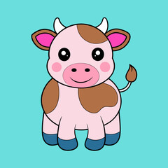 Cow Cartoon Vector Art Illustration