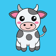 Cow Cartoon Vector Art Illustration