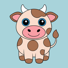 Cow Cartoon Vector Art Illustration