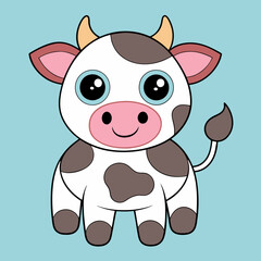 Cow Cartoon Vector Art Illustration
