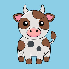 Cow Cartoon Vector Art Illustration