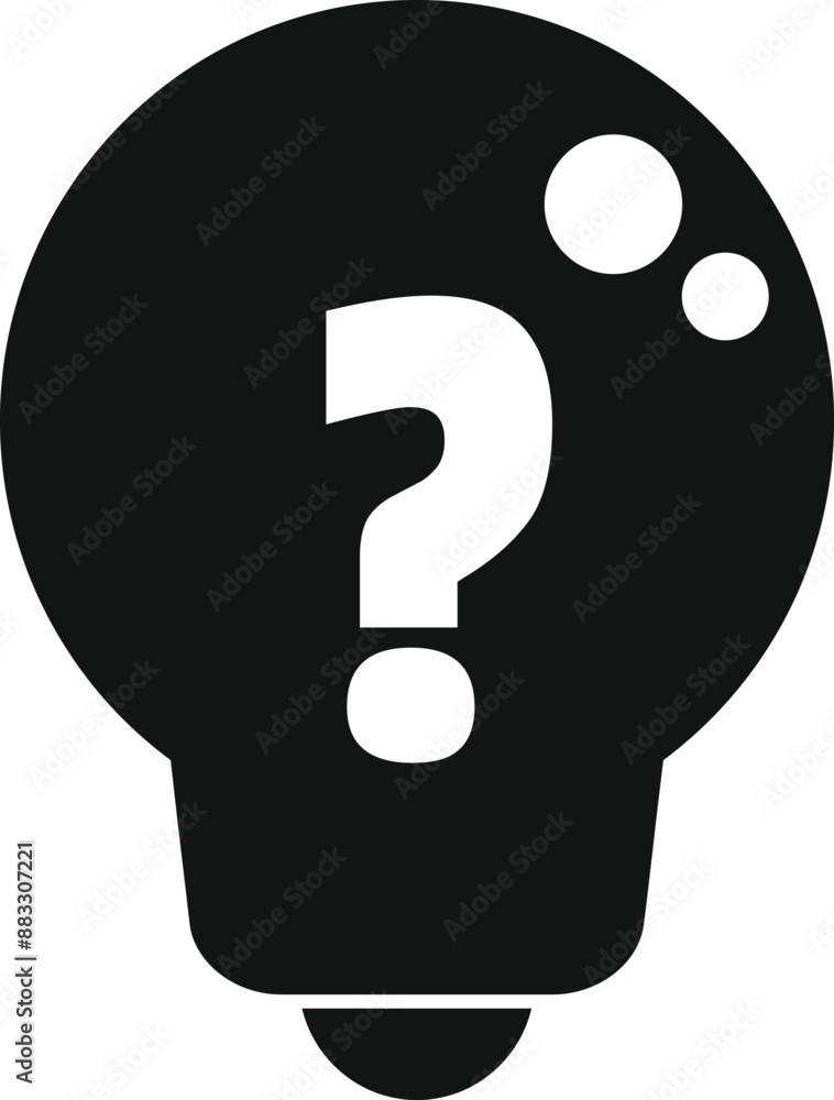 Poster light bulb is displaying a question mark, representing searching for a solution or an idea