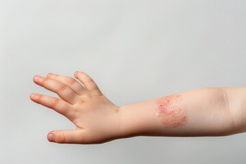 Children's hand with atopic dermatitis
Dermatitis, diathesis, allergy on the child's body.	