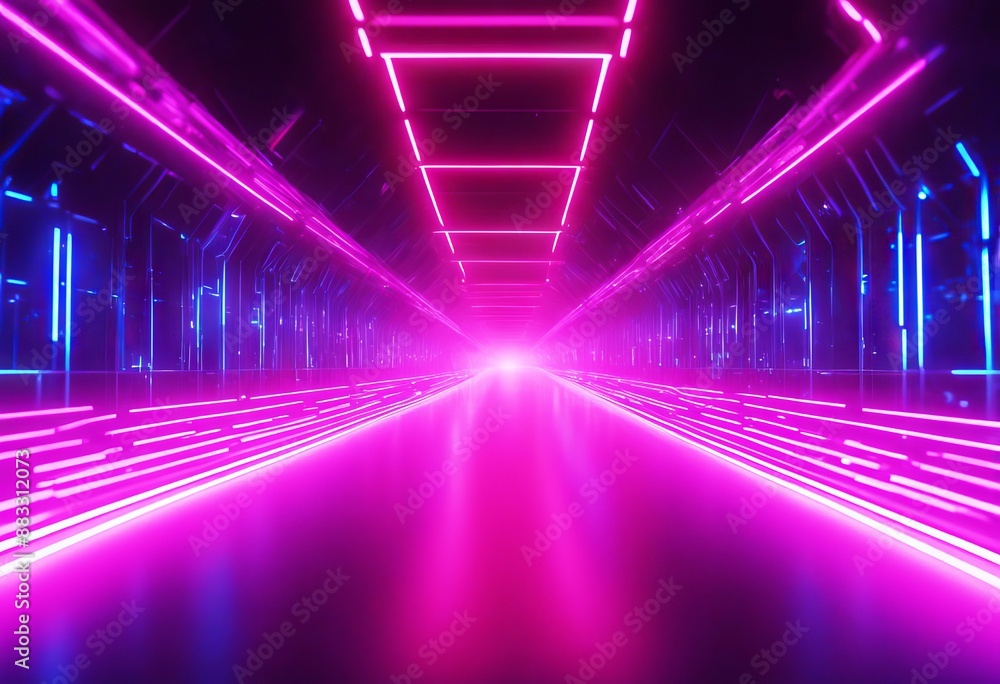 Poster of lines electric space data neon glow turning speed colorful highway right tunnel time render viole