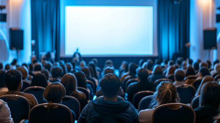 Man Speaking at Conference, Modern Lighting, Engaged Audience