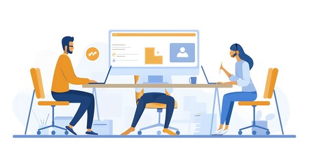 Coworkers Collaborate on Website Design Project