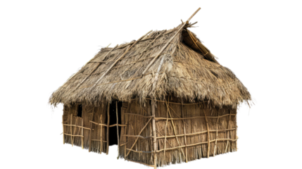 Straw house on a transparent background