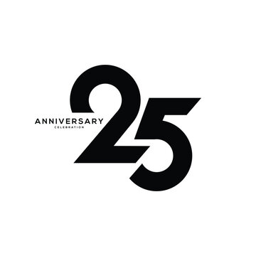 25th, 25 Year Anniversary Logo, black Color, Vector Template Design element for birthday, invitation, wedding, jubilee and greeting card illustration.