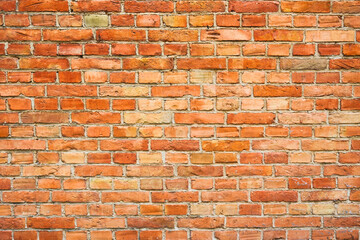 A brick wall as a background. Brown and red bricks. Antique wall finish. Picture for background, wallpapers, postcards.