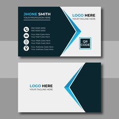 Obraz premium Clean Corporate Business Card Layout with blue color. Modern unique creative business card. Business card for business and personal use. Vector illustration design, Print ready, 