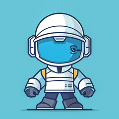 Fototapeta premium Minimalist line art of a worker mascot for a futuristic manufacturing company, sky blue themeHighly detailed , 8K
