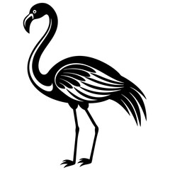 flamingo vector silhouette, Vector black flamingo silhouette, Black silhouette of tropical bird flamingo