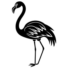 flamingo vector silhouette, Vector black flamingo silhouette, Black silhouette of tropical bird flamingo