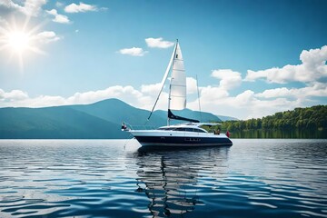 Amazing view of the Yacht in the sea.