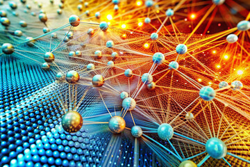 Technology concept Abstract and futuristic blue dots and lines connected together