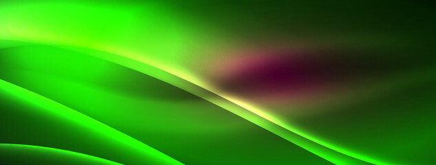 Obraz premium Neon light glowing waves and lines background set for wallpaper, business card, cover, poster, banner, brochure, header, website