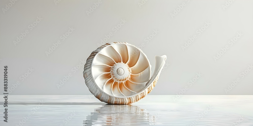 Poster isolated white nautilus shell interior with clipping path for design projects. concept nautilus shel
